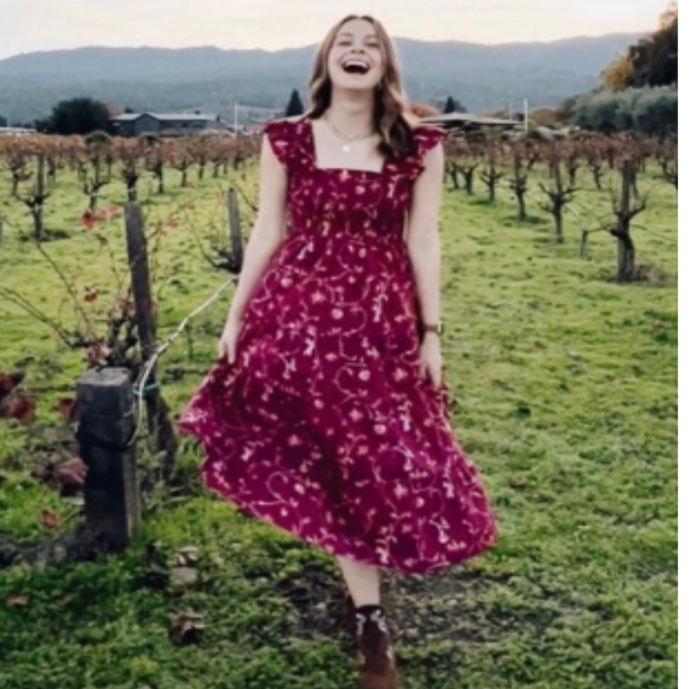 NWT HILL HOUSE Ellie Nap Dress Burgundy Botanical - Picture 4 of 15